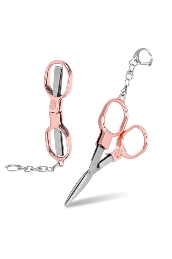 Stainless Steel Mini Folding Scissors with Keychain - Compact Portable Safety Scissors for Travel, Crafting, First Aid & Everyday Use