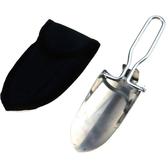 Stainless Steel Mini Folding Trowel with a Holster for Light Gardening and Camping(5.3"x2.5") Silver
