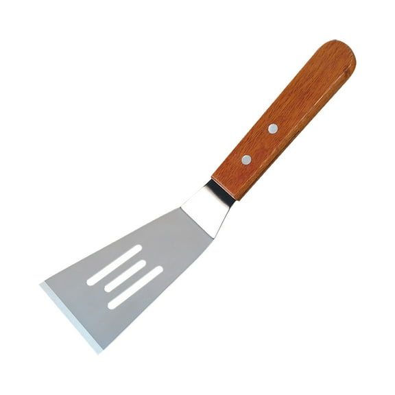 Stainless Steel Mini Fried Shovel Wooden Handle Hollow Steak Shovel Baking Pastry Spatula BBQ Shovel (Hollow Shovel)