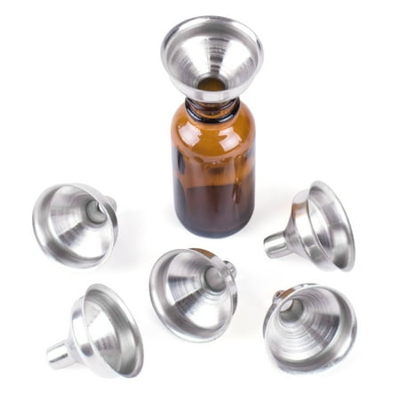 Stainless Steel Mini Funnels for Miniature Bottles, Essential Oils, DIY Lipbalms, Cooking Spices Liquids, Homemade Make-Up Fillers (6 Pack) by Super Z Outlet