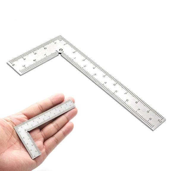 Stainless Steel Mini L-Shaped Ruler 10x5 cm, Small Right Angle Square Tool with Dual-Sided Precision Metric CM Scale, Silver Pocket-Sized for Woodworking, Engineering, Sewing, Hobbyist, 3D Printing