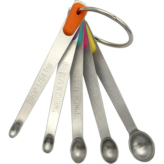 Stainless Steel Mini Measuring Spoons Set for Spices and Liquids, 5-Piece Tiny Measuring Set (1/64 tsp to 1/4 tsp)