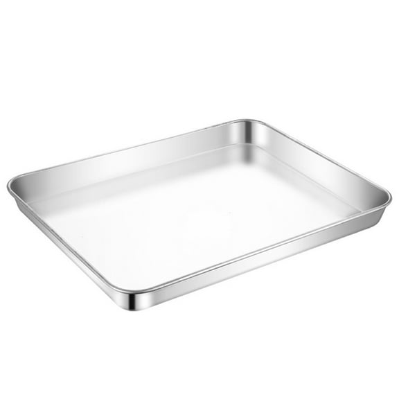 Stainless Steel for Mini Oven Tray Small Rectangle Baking Pan Sheet For Toaster Ovens Compact Cookie Biscuit Tray Easy To Clean 23.5x17.5x2.5cm Baking Accessory For Home Kitchen