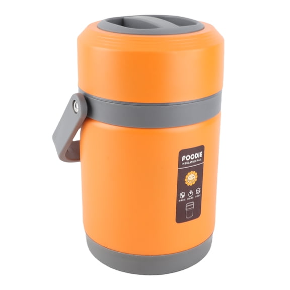 Stainless Steel Mini Portable Thermal Cooker Pot 2L Constant Temperature Heat Preservation Lifting Electric Lunch Box Food Warmer for Commercial Residential Orange