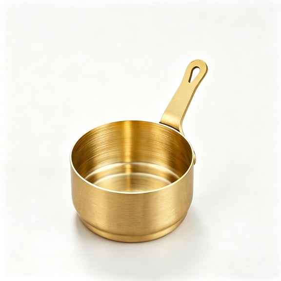 Stainless Steel Mini Saucepan with Long Handle, 2 fl oz Milk Pot, Rose Gold (S)