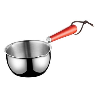 Luxshiny Tool Saucepan with Pour Spouts Stainless Steel Sauce Pan Wood  Handle Cooking Pot Mini Butter Warmer Small Nonstick Pot Wax Melting Pot  Water