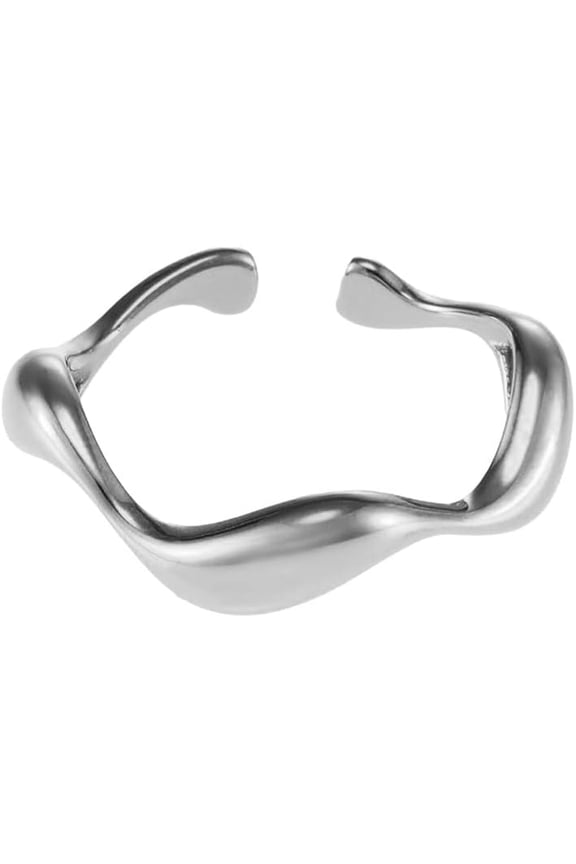 Stainless Steel Minimalist Open Statement Ring for Women Irregular Stacking Ring Delicate Finger Band Engagement Birthday Promsie Rings
