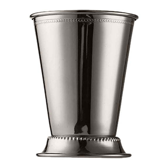 Stainless Steel Mint Julep Cup, 12oz Plated Glass with Beaded Rim, Classic Bar Cup for Bourbon, , Mint Juleps, Home & Bar Use
