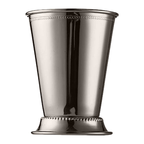 Stainless Steel Mint Julep Cup, 12oz Plated Glass with Beaded Rim, Classic Bar Cup for Bourbon, , Mint Juleps, Home & Bar Use