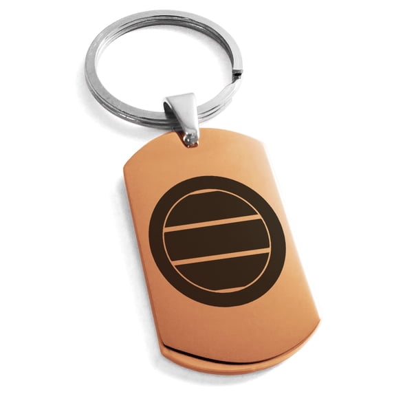 Tioneer Stainless Steel Miura Samurai Crest Engraved Dog Tag Keychain Keyring