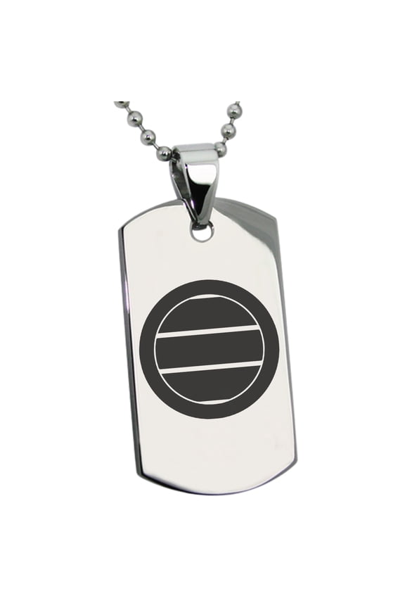 Stainless Steel Miura Samurai Crest Engraved Dog Tag Pendant Necklace