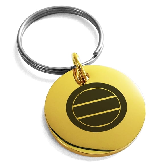 Tioneer Stainless Steel Miura Samurai Crest Engraved Small Medallion Circle Charm Keychain Keyring