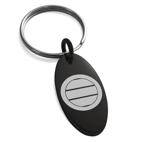 Stainless Steel Miura Samurai Crest Engraved Small Oval Charm Keychain Keyring