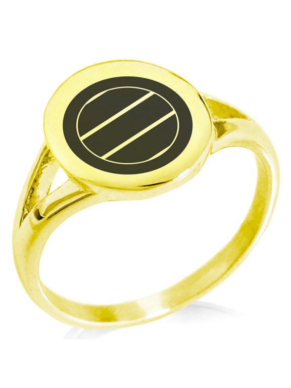 Stainless Steel Miura Samurai Crest Minimalist Oval Top Polished Statement Signet Ring