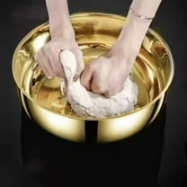 Stainless Steel Mixing Bowl, Extra Large Capacity Kitchen Bowl for Baking Dough Kneading, Flat Bottom Dishwasher Safe Salad Prep Bowl(Gold)