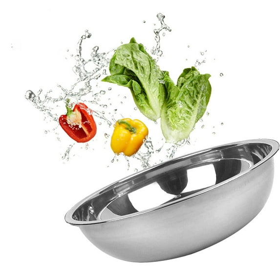 Stainless Steel Mixing Bowl Large Capacity Flat Bottom Kitchen Utility Bowl for Kneading Dough Washing Vegetables Salad Prep(Silver)