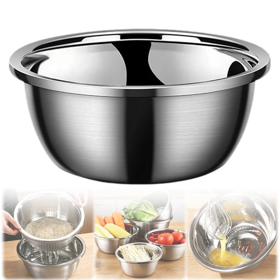 Stainless Steel Mixing Bowl for Kitchen Prep, Polished Metal Bowl for Washing Vegetables Baking and Mixing, Single Bowl, by Preplabs