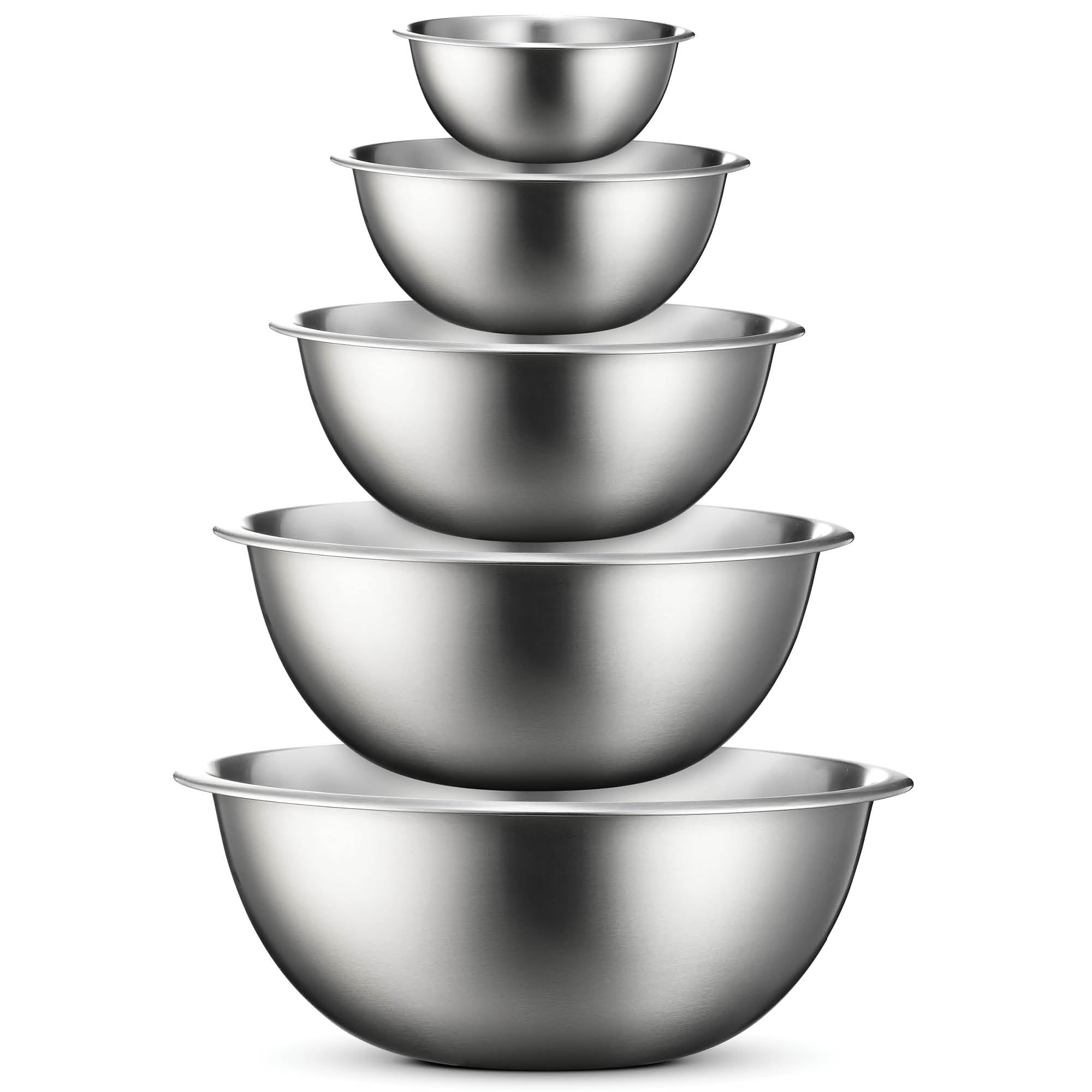 FineDine Stainless Steel Mixing Bowls (Set of 6) - Easy to Clean, Nesting Bowls for Space Saving Storage, Great for Cooking, Baking, Prepping