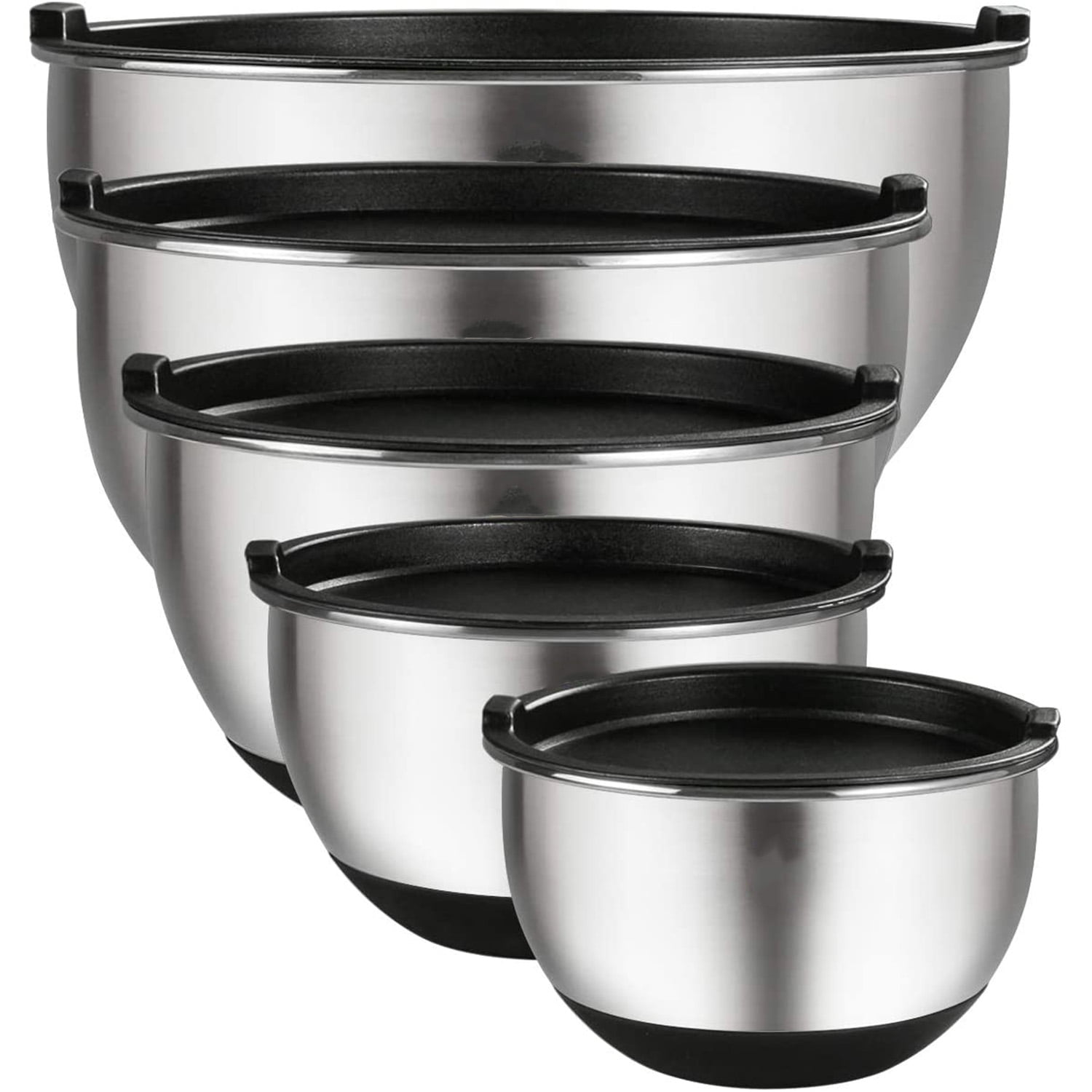YBM Home Stainless Steel Mixing Bowl - Premium Polished Mirror Nesting Metal Bowl for Cooking and Serving, Stackable for Convenient St