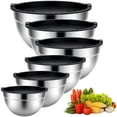 thumbnail image 1 of Stainless Steel Mixing Bowls Set, TINANA 6 Pack Mixing Bowls with Lids, Metal Nesting Storage Bowls for Kitchen, 4.5/3/2.5/2/1.5/0.75QT, Great for Prep, Baking, Serving, Black, 1 of 7