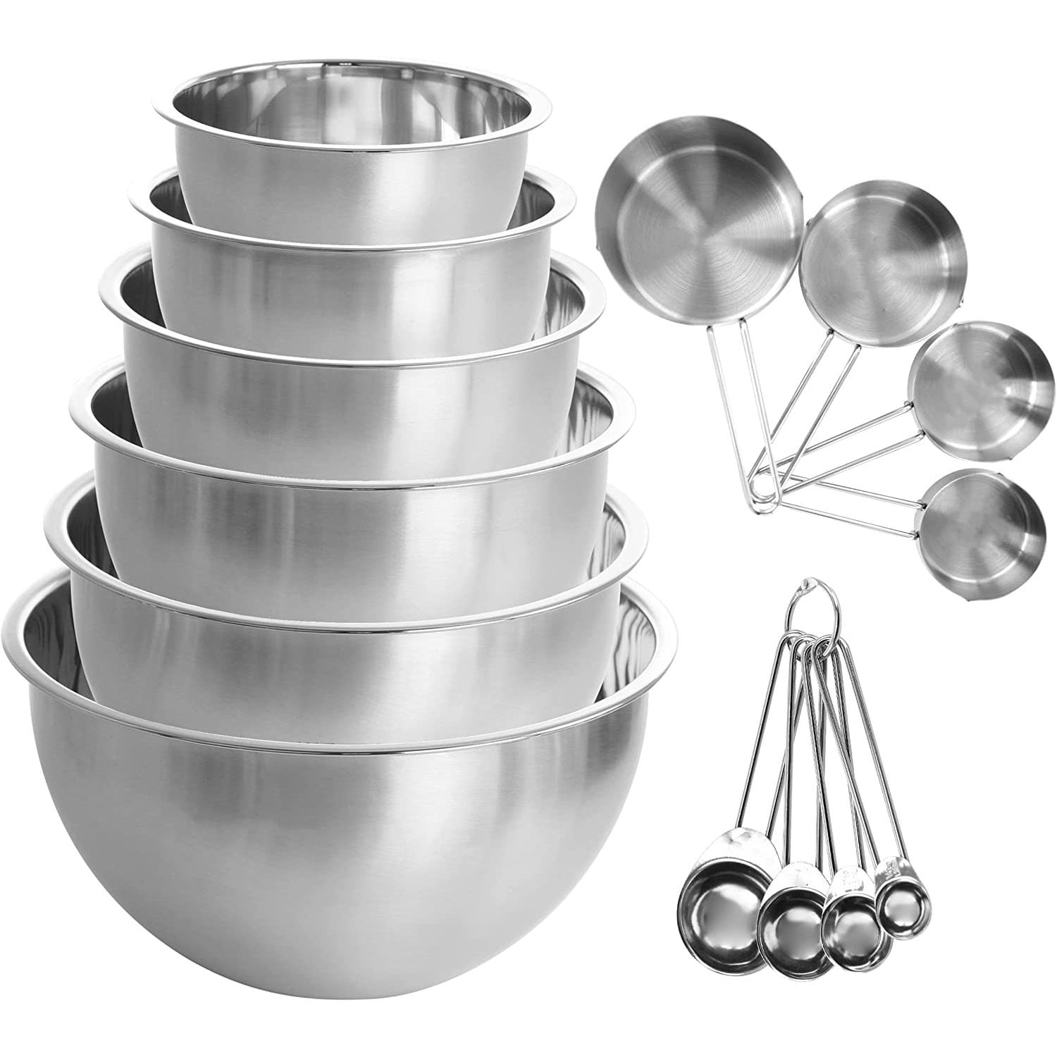 14-Piece Silver Stainless Steel Mixing Bowl Set with Lids