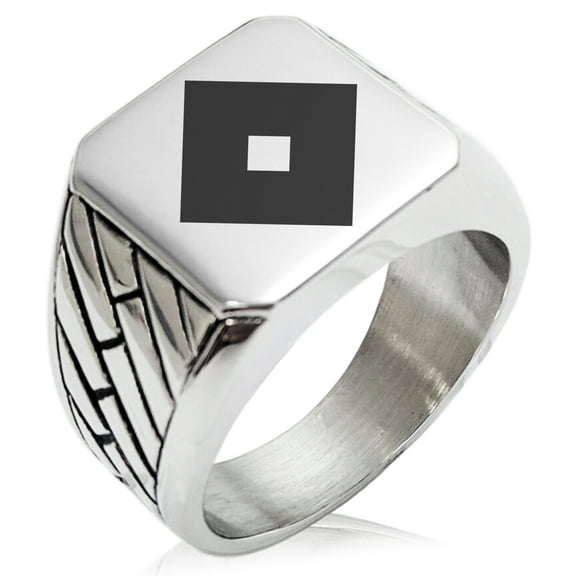 Stainless Steel Miyoshi Samurai Crest Geometric Pattern Biker Style Polished Ring