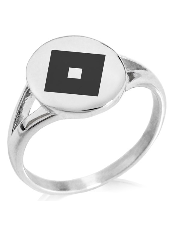 Stainless Steel Miyoshi Samurai Crest Minimalist Oval Top Polished Statement Signet Ring
