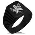 thumbnail image 1 of Tioneer Stainless Steel Mizuno Samurai Crest Needle Stripe Pattern Biker Style Polished Ring, 1 of 1