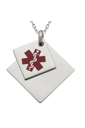 Stainless Steel Modern Medical Alert Pendant Necklace