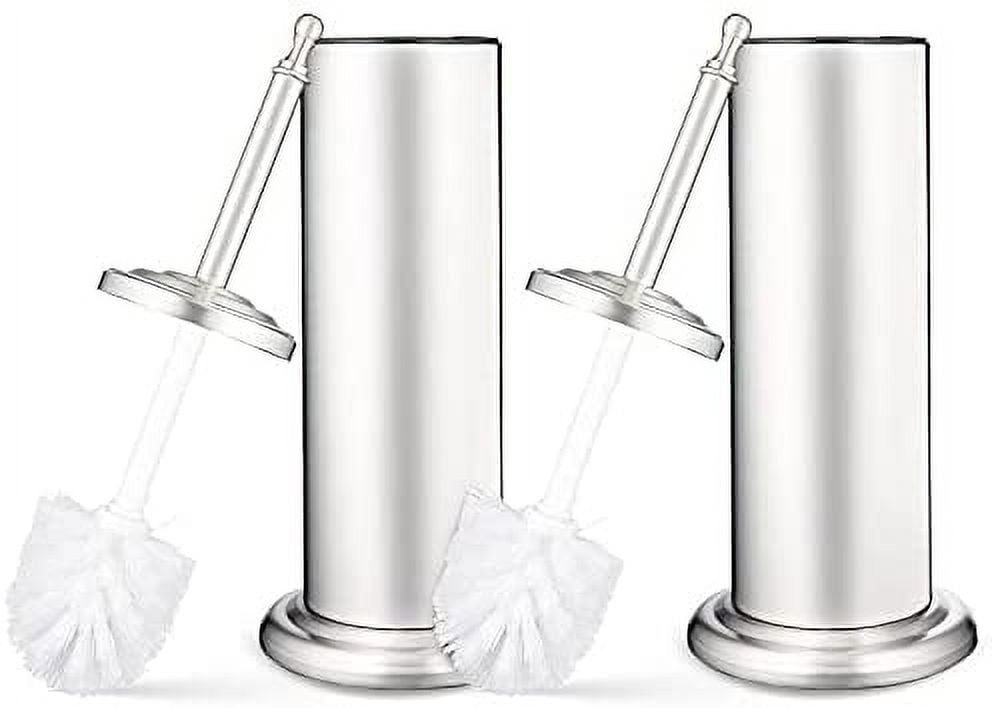 Stainless Steel Modern Toilet Brush & Holder Set (2 Pack) - Modern Toilet Bowl Brush Holder - Cleaner Toilet Brushes Bathroom Accessories - Bathroom Bowl Cleaner Brush with Caddy