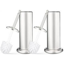 Stainless Steel Modern Toilet Brush & Holder Set (2 Pack) - Modern Toilet Bowl Brush Holder - Cleaner Toilet Brushes Bathroom Accessories - Bathroom Bowl Cleaner Brush with Caddy