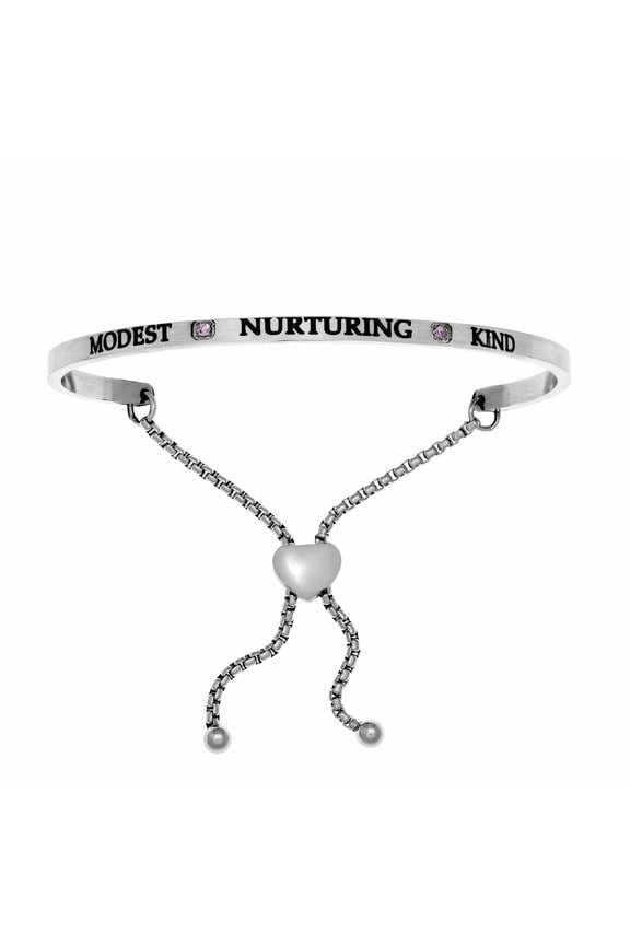 Stainless Steel Modest, Nurturing, Kind June Lite Purple Birthstone Bangle Bracelet, 7
