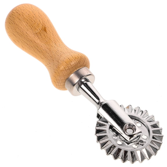 Clispeed Stainless Steel Biscuit Cutter Mold with Wooden Handle Embossed Rolling Cookie Cutter for Baking