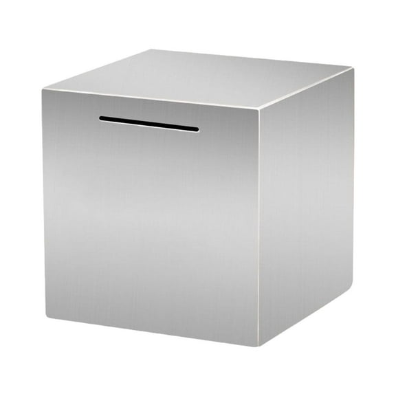 Stainless Steel Money Saving Bank 4.72 Inch Cube Coin Bill Jar Unopenable Must Break To Access For Adults Saving Goals