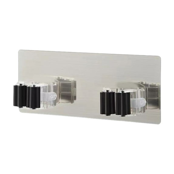 Stainless Steel Mop Broom Holder Organizer, Heavy Duty Self Adhesive Wall Mounted Mop Organizer Storage Rack Clip for Kitchen Bathroom and Garage, 1 Pcs, 7.87x3.15"