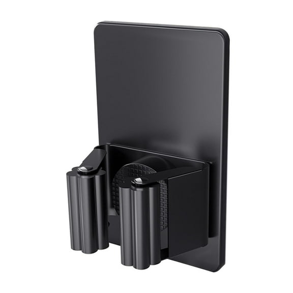 Stainless Steel Mop Holder Wall Mounted Rack, Non-Slip Broom Hook Organizer for Bathroom Kitchen Garage, Heavy Duty Adhesive Storage for Home and Outdoor Cleaning Tools