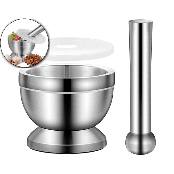 Stainless Steel Mortar and Pestle Set, Stainless Steel Garlic Mortar, Kitchen Grinding Bowl Tool for Kitchen Grinding Seasonings Pastes Coffee Beans
