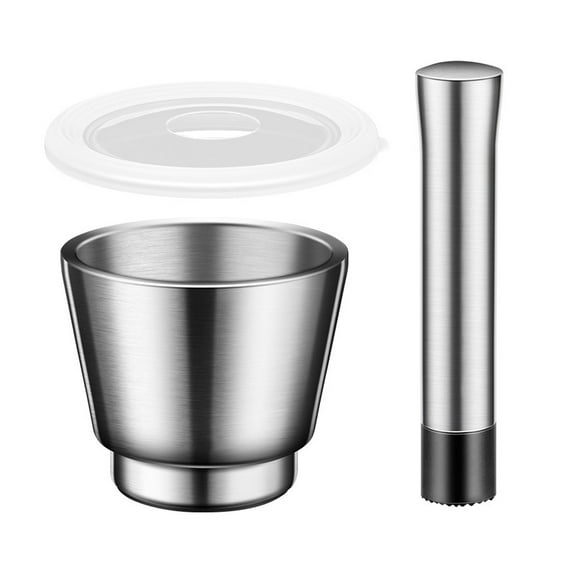 Stainless Steel Mortar and Pestle Set with Brush Great for Grinding Herbs Spices Garlic Large Mortar and Pestle Set
