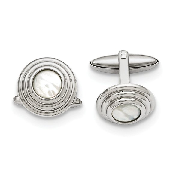 Stainless Steel Mother of Pearl Polished Cuff Links