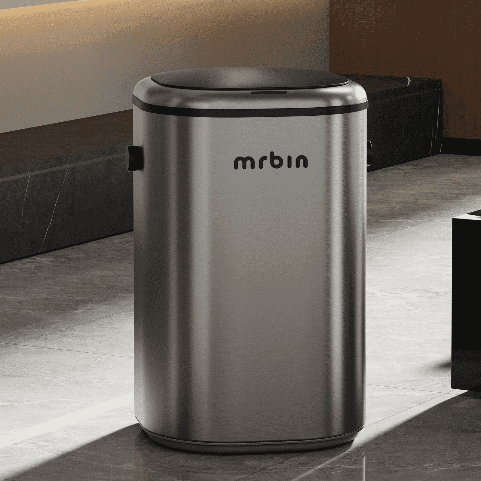 Stainless Steel Motion Sensor Tall Bathroom Trash Can with Lid, 5 Gallon Automatic Kitchen Garbage Pail, Electric Covered Silver Metal Waste Basket for Bedroom, Rv, Restroom, Eclipse Grey