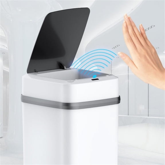 Stainless Steel Motion Sensor Trash Can with Lid, Automatic Touchless Garbage Can with Auto-Open Lid, Sensor Trash Bin, Odor Control, Modern Oval Design, Wipe-Clean for Kitchen, Bathroom, Toilet