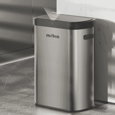 Mrbin 13 Gal Automatic Kitchen Trash Can, Stainless Steel Garbage Can with Lid, Fingerprint Resistant, Gray