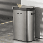Mrbin 13 Gal Automatic Kitchen Trash Can, Stainless Steel Garbage Can with Lid, Fingerprint Resistant, Gray