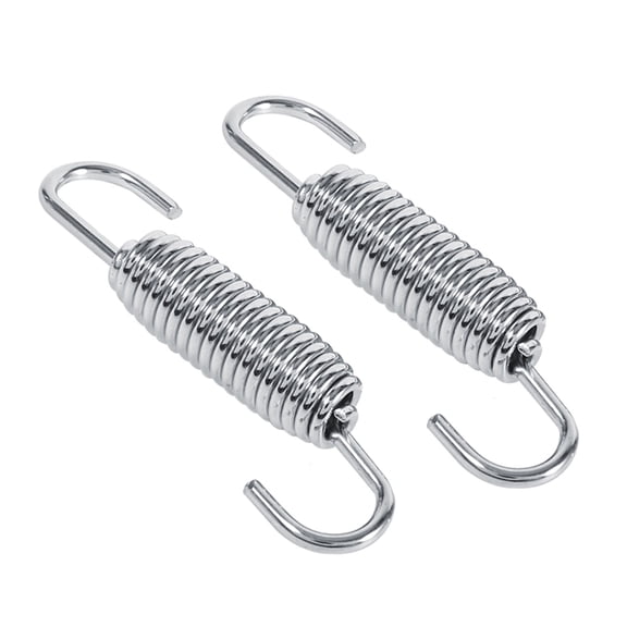 Stainless Steel Motorcycle Exhaust Pipe Spring Kit Heavy Duty Rotatable Muffler Expansion Tension Springs with Welding Fasteners Clamps Universal Fitment Pack 65mm 2.56 inches Silver