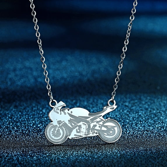 Stainless Steel Motorcycle Pendant Necklace