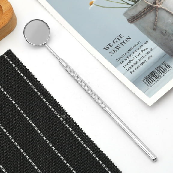 Stainless Steel Mouth Mirror for Teeth Cleaning Magnifying Dental Inspection Tool, Portable Oral Care Kit for Parents, Autoclavable Non Slip Handle, Silver 1PC