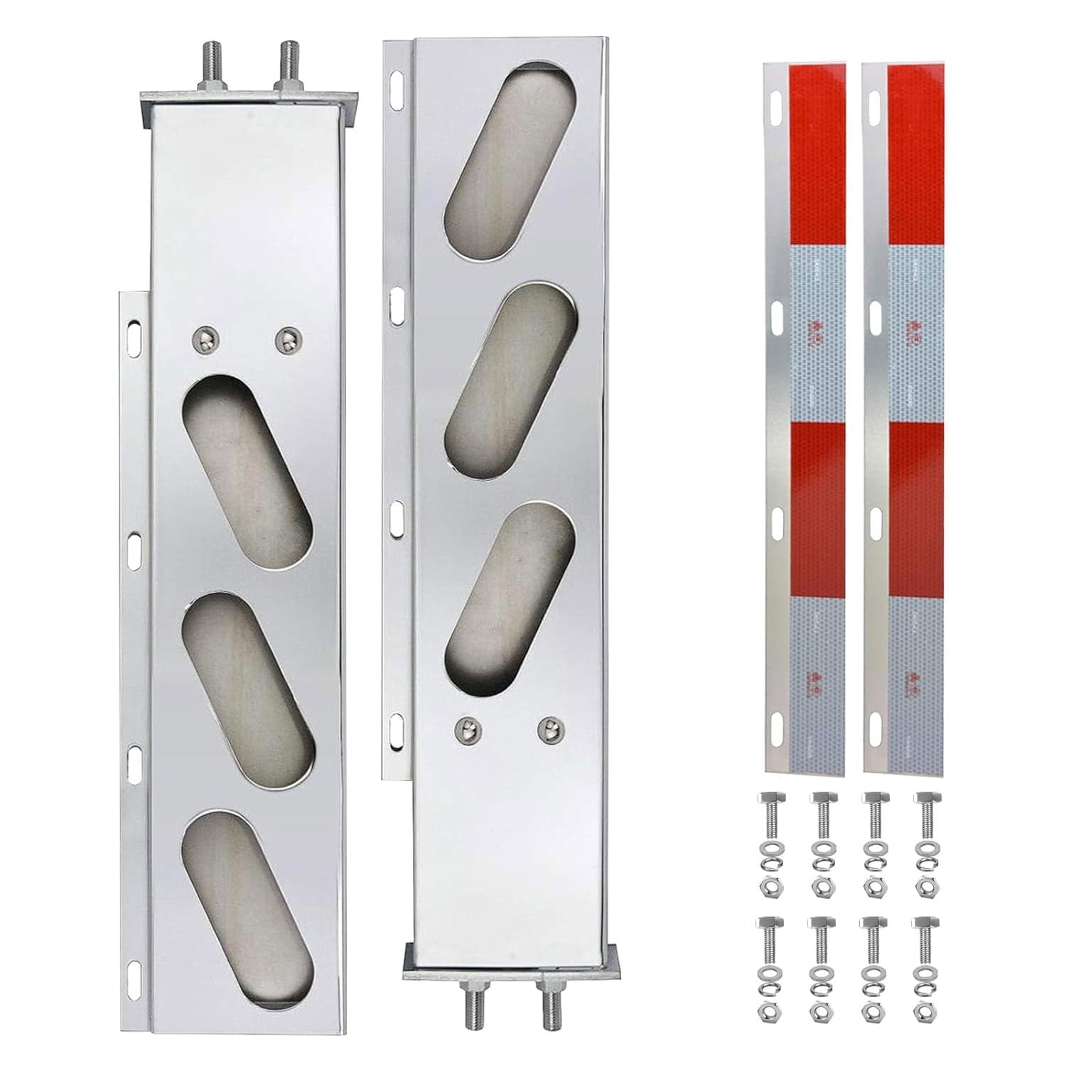 TBOZZ Chrome Mud Flap Hanger Bar With Light Cutouts – Spring Loaded, 2.5" Bolt Spacing (Pair)