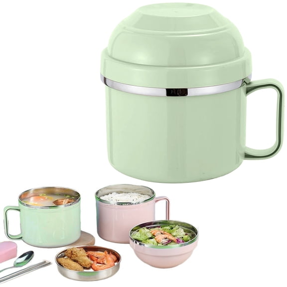 Stainless Steel Mug Meal with Lid (3.94in) – 2025 New Soup/Coffee Stew Mug (Stackable, Microwave-Safe) for Home/Family Dinners/Holidays 1PC (Green)