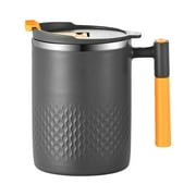 Stainless Steel Mug with Lid and Handle - 450ML Reusable Double Layer Insulated Thermal Mug for Home - Office and Travel Coffee Mug Breakfast Cups