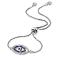 thumbnail image 1 of Stainless Steel Multi-Color CZ Evil Eye Protection Adjustable Chain Bracelet - Silver-Tone, 1 of 2